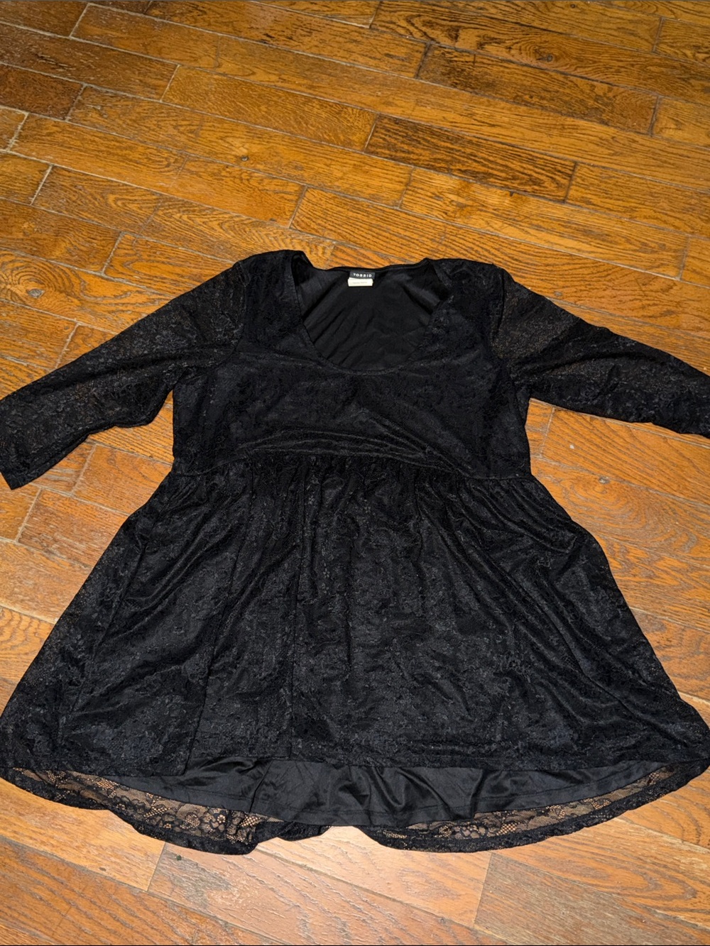torrid Black Lace Empire Waist Long Sleeve Top